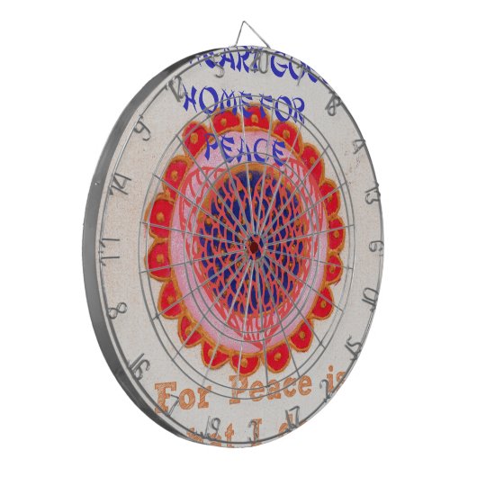 "Mein Herz macht Zuhause für den Frieden" Kunstdru Dartscheibe (Vorderseite Links)