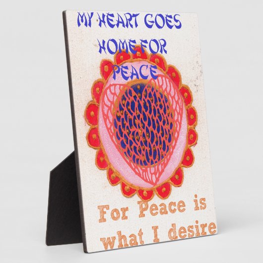 "Mein Herz macht Zuhause für den Frieden" Kunstdru Fotoplatte (Seite)