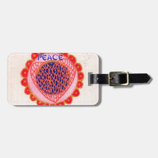 "Mein Herz macht Zuhause für den Frieden" Kunstdru Gepäckanhänger (Vorderseite horizontal)