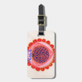 "Mein Herz macht Zuhause für den Frieden" Kunstdru Gepäckanhänger (Vorderseite vertikal)