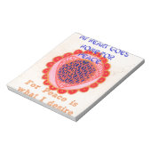 "Mein Herz macht Zuhause für den Frieden" Kunstdru Notizblock (Rotiert)