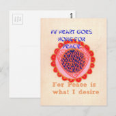 "Mein Herz macht Zuhause für den Frieden" Kunstdru Postkarte (Vorne/Hinten)