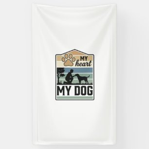 Mein Herz Mein Hund Vintage Gravur Hunde Liebhaber Banner