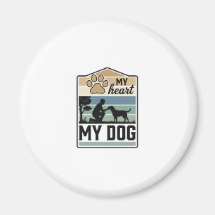 Mein Herz Mein Hund Vintage Gravur Hunde Liebhaber Magnet