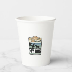 Mein Herz Mein Hund Vintage Gravur Hunde Liebhaber Pappbecher