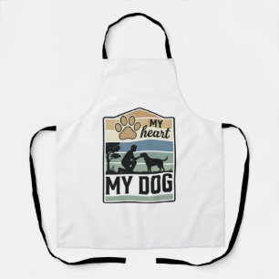 Mein Herz Mein Hund Vintage Gravur Hunde Liebhaber Schürze