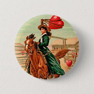 Mein Herz mit Lasso einfangen Vintage Valentinstag Button
