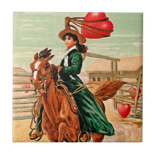 Mein Herz mit Lasso einfangen Vintage Valentinstag Fliese
