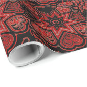 'Mein Herz', rotes und schwarzes Lackpapier Geschenkpapier (Rolleneckpunkt)