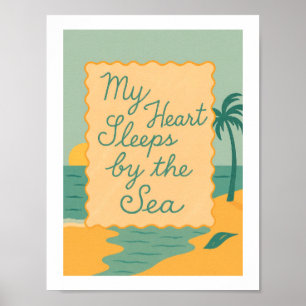 Mein Herz schläft am Meer Retro-Strand Poster