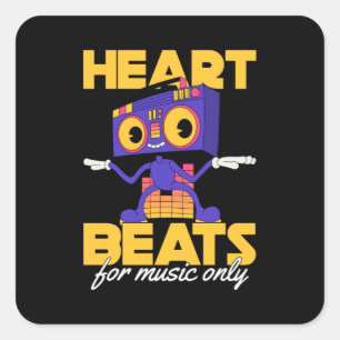 Mein Herz schlägt für Musik Nur Musikfreund lasse Quadratischer Aufkleber