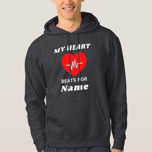 Mein Herz schlägt für Personalisiertes, gehobeltes Hoodie (Vorderseite)