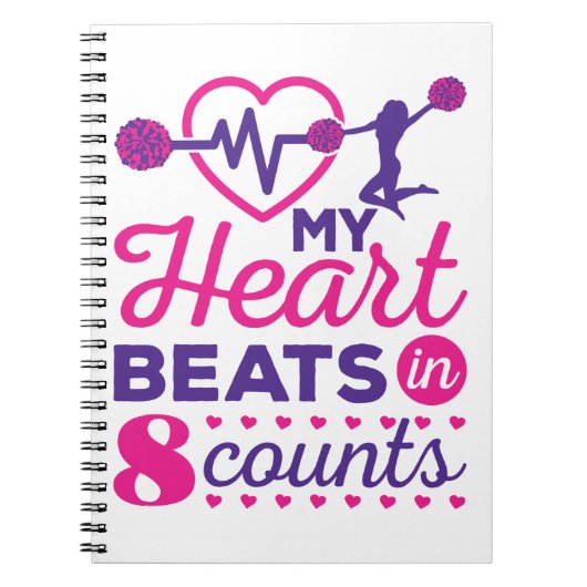 Mein Herz schlägt in 8 Grafen Cheerleader Cheer Notizblock (Vorderseite)