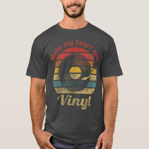 Mein Herz Spin Vinyl Retro Rekord Vintag Musi mach T-Shirt