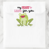 Mein Herz springt grüner Valentinfrosch Quadratischer Aufkleber (Tasche)