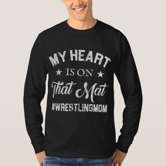 Mein Herz steht auf der matten Wrestling-Mama T-Shirt (Vorderseite)