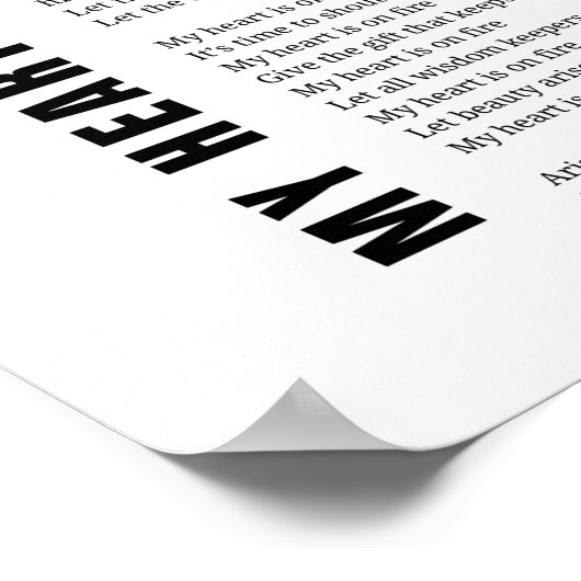 Mein Herz steht auf einem Gedicht zur Feuerförderu Poster (Ecke)