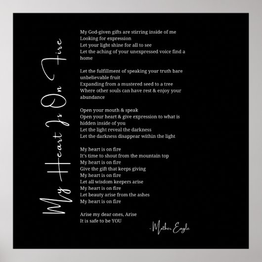 Mein Herz steht auf einem Gedicht zur Feuerförderu Poster (Vorne)