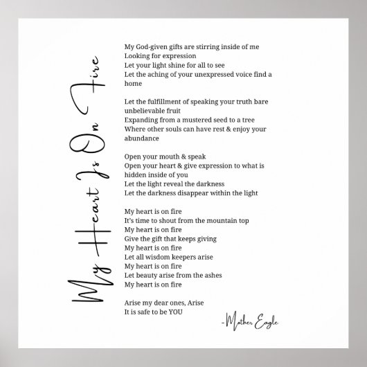 Mein Herz steht auf einem Gedicht zur Feuerförderu Poster (Vorne)