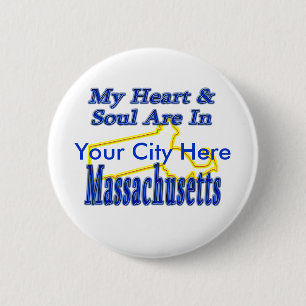 Mein Herz u. Soul sind in Massachusetts Button