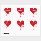 Mein Herz-Valentin-Aufkleber entwirft Runder Aufkleber (Blatt)