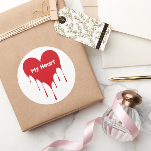 Mein Herz-Valentin-Aufkleber entwirft Runder Aufkleber (Schenken)