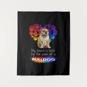 Mein Herz wird von den Paaren eines Bulldoggen geh Wandteppich