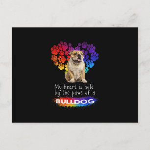 Mein Herz wird von den Paws eines Bulldoghunds geh Feiertagspostkarte