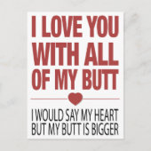 Mein Hintern Funny Valentines Typografie Postkarte (Vorderseite)