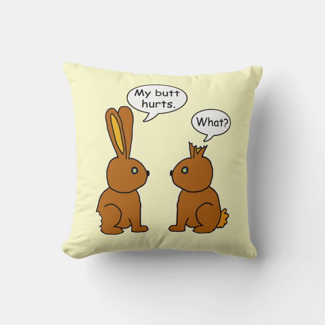 Mein Hintern Hurts Bunnies braun Kissen (Vorderseite)