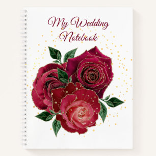 Mein HochzeitsNotebook Gold und Rote Rosen Notizblock