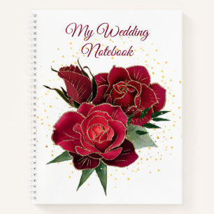 Mein HochzeitsNotebook Gold und Rote Rosen Notizblock