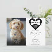 Mein Hund 2 Fotos QR Code Hochzeit Save The Date (Stehend Vorderseite)