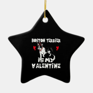 Mein Hund Boston Terrier ist mein Tier am Valentin Keramik Ornament