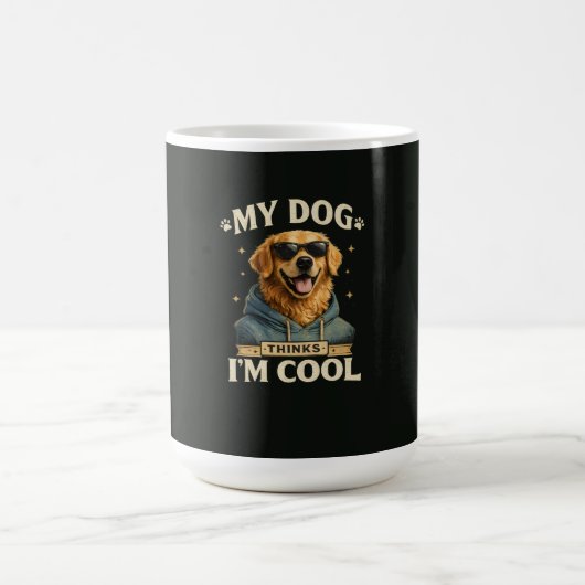 Mein Hund denkt, ich bin cool Kaffeetasse (Mittel)