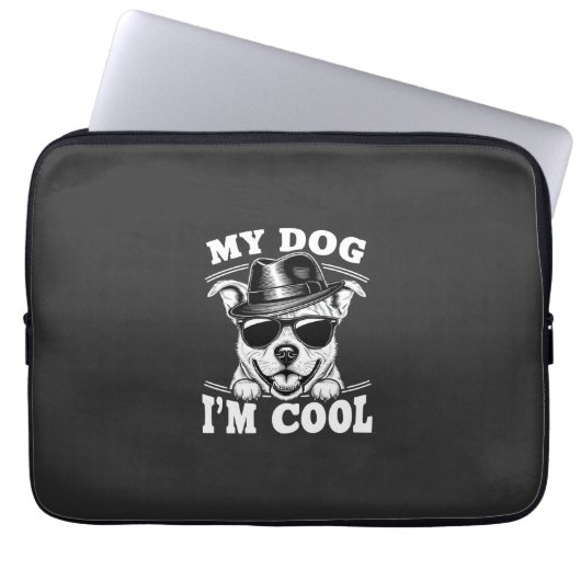 Mein Hund denkt, ich bin cool Laptopschutzhülle (Vorderseite)