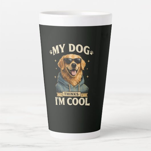 Mein Hund denkt, ich bin cool Milchtasse (Vorderseite)