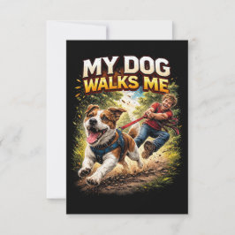 Mein Hund führt mich spazieren Dankeskarte