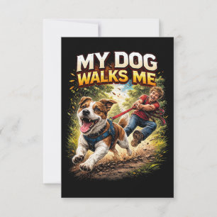 Mein Hund führt mich spazieren Dankeskarte