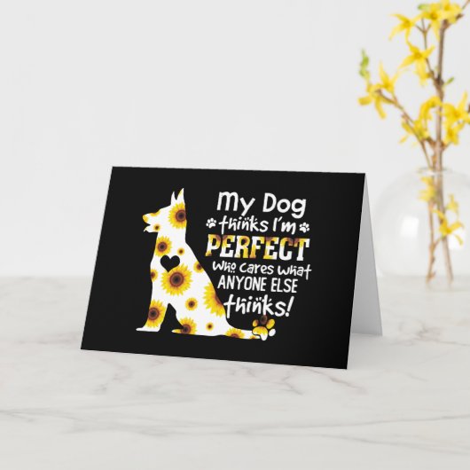 Mein Hund glaubt, ich bin perfekte Päuse Karte (Gelbe Blume)