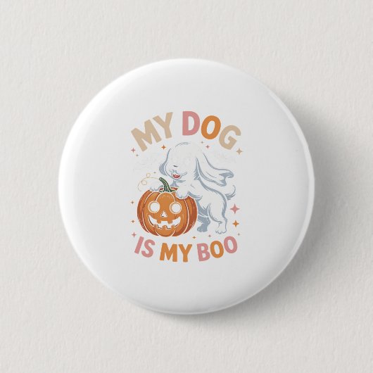 Mein Hund ist mein Boo Funny Halloween Button (Vorderseite)