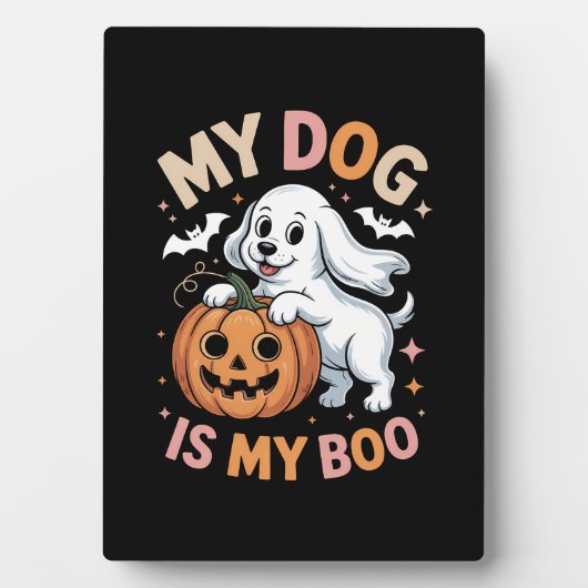 Mein Hund ist mein Boo Funny Halloween Fotoplatte (Vorderseite)