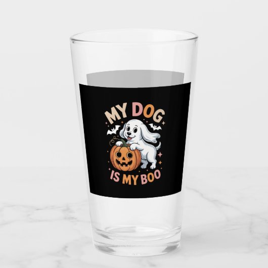 Mein Hund ist mein Boo Funny Halloween Glas (Vorderseite)
