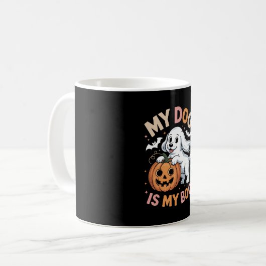 Mein Hund ist mein Boo Funny Halloween Kaffeetasse (Vorderseite Links)