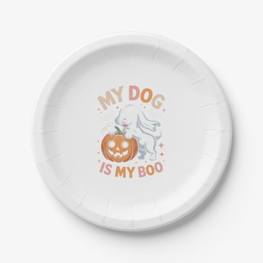 Mein Hund ist mein Boo Funny Halloween Pappteller (Vorderseite)