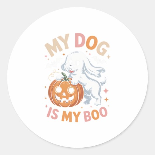Mein Hund ist mein Boo Funny Halloween Runder Aufkleber (Vorderseite)