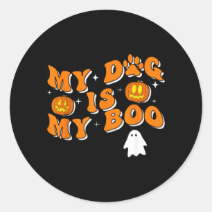 Mein Hund ist mein Boo Groovy Geist Hund Halloween Runder Aufkleber