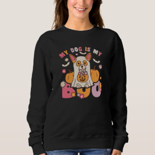 Mein Hund ist mein Boo Groovy Vintage Corgi Hallow Sweatshirt