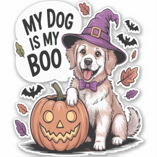 Mein Hund ist mein Boo Halloween Aufkleber (Vorderseite)