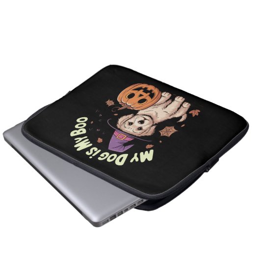 Mein Hund ist mein Boo Halloween Laptopschutzhülle (Vorne Knopf)